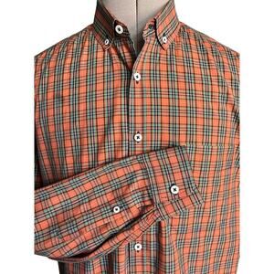 Billy Reid Plaid Men’s XL Cotton Button Up Long Sleeve Shirt Made In‎ Italy